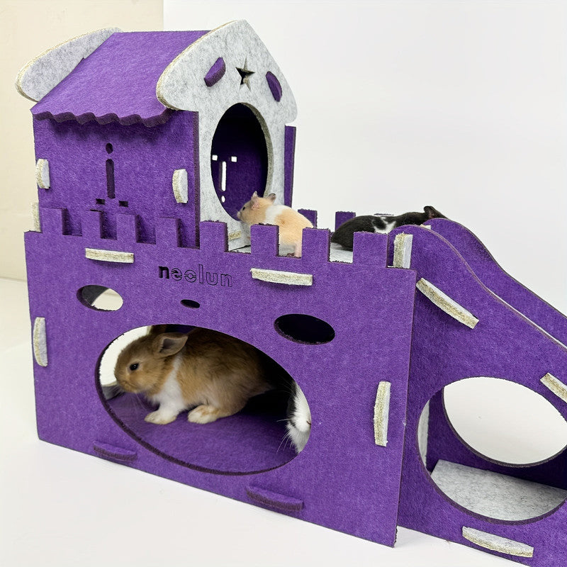 Premium Felt Rabbit Hideaway Bunny Castle Indoor Habitat - Purple