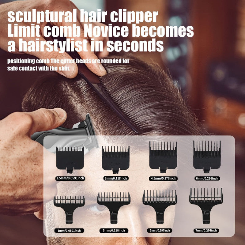 Men's Black Electric Hair Clipper with LCD Display T-Blade and USB Charging