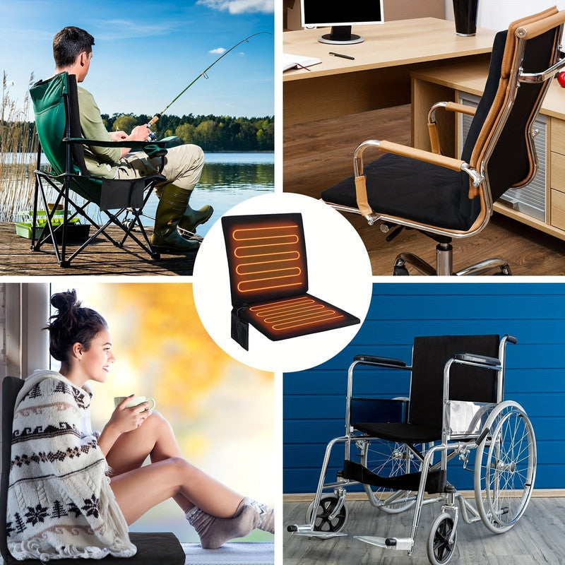 Premium Portable Heated Foldable Seat Cushion – Black USB Powered