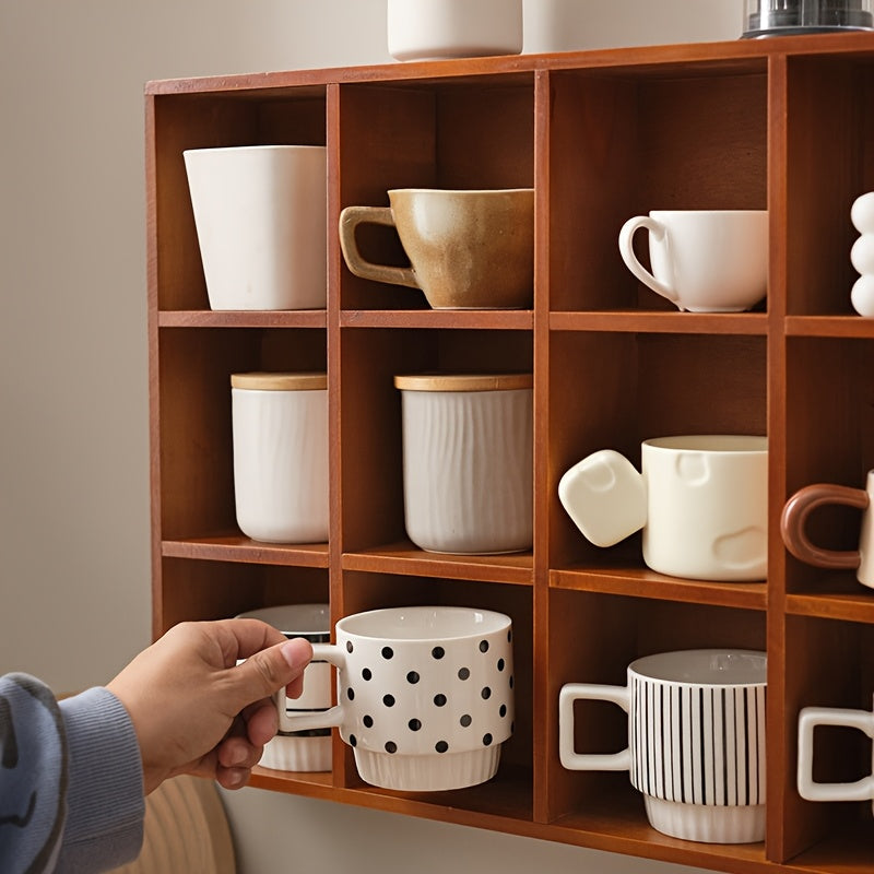 Premium Wood Storage Box & Cup Organiser – Brown 8 Compartment Holder