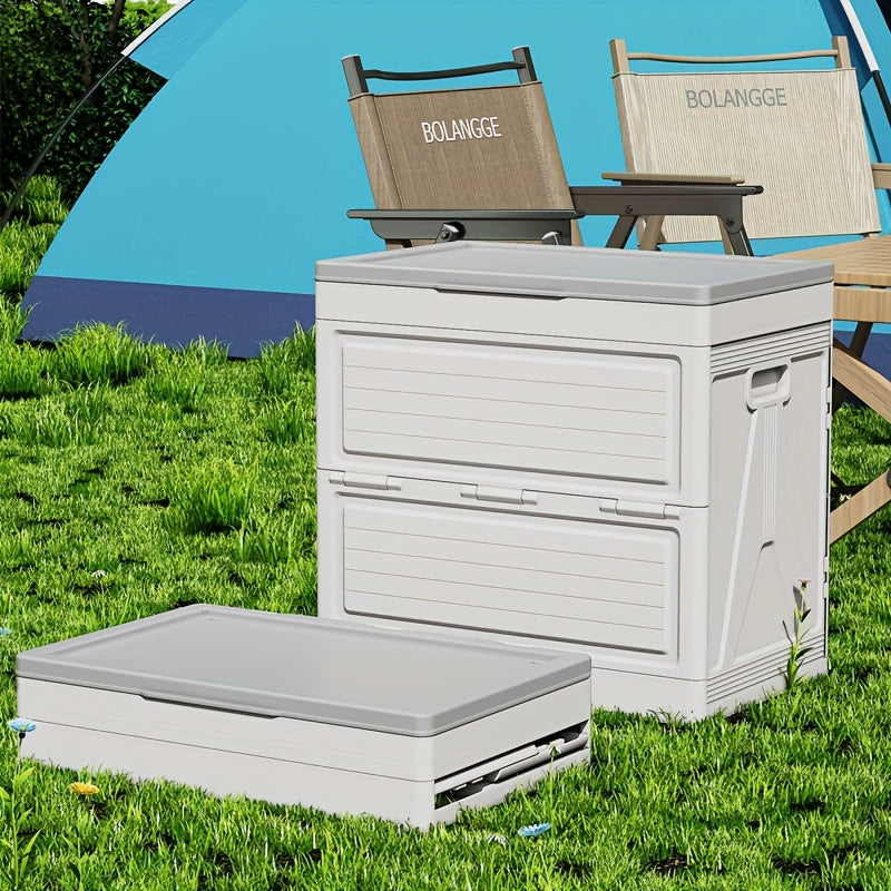 Premium Outdoor Foldable Storage Box – White 42 Gallons with Wheels