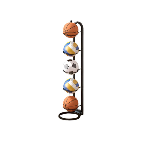 Premium Black 5-Tier Metal Sports Ball Rack Organiser