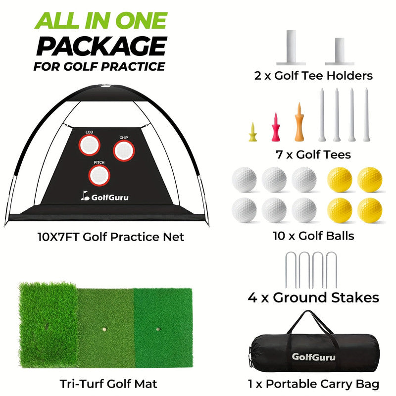 Premium Golf Practice Net with Mat and Target - 300 x 200cm