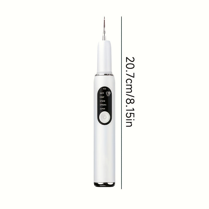 White Rechargeable Electric Tooth Cleaner with LED Light 5 Modes and 2 Heads