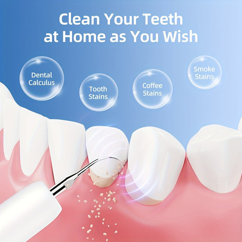 White Rechargeable Electric Tooth Cleaner with LED Light 5 Modes and 2 Heads
