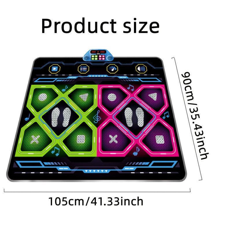 Premium Double LED Dance Pad Rhythm Game Mat 105x90cm with Music and Lights