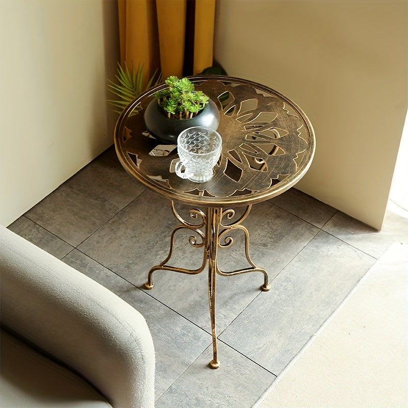 Vintage Black Metal Scrollwork Side Table 40x40x56cm