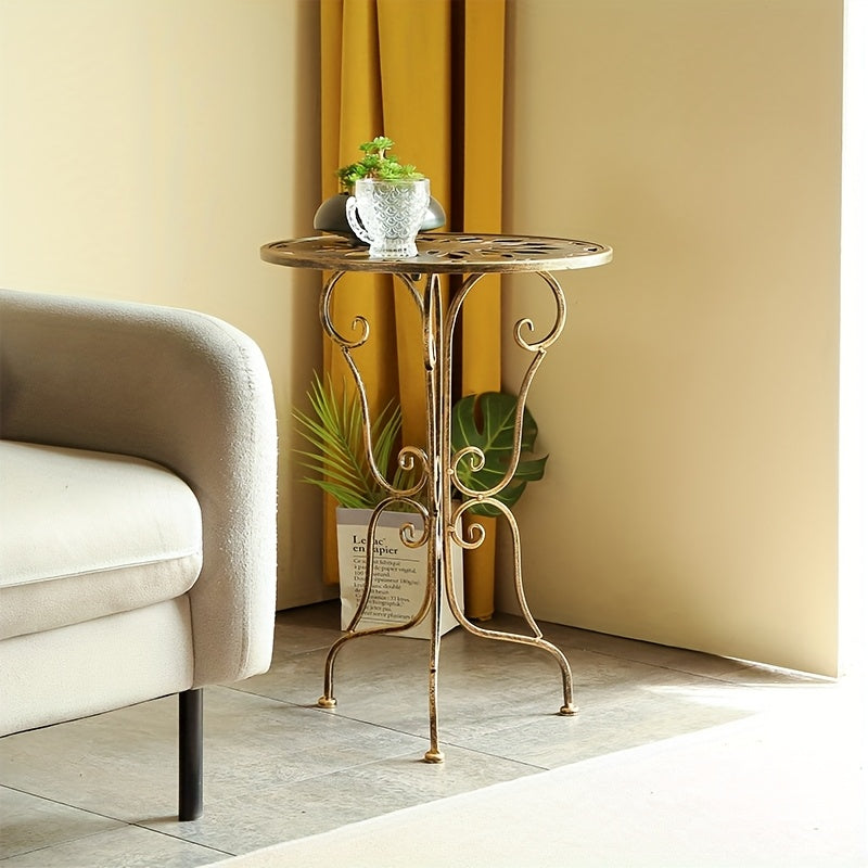Vintage Black Metal Scrollwork Side Table 40x40x56cm