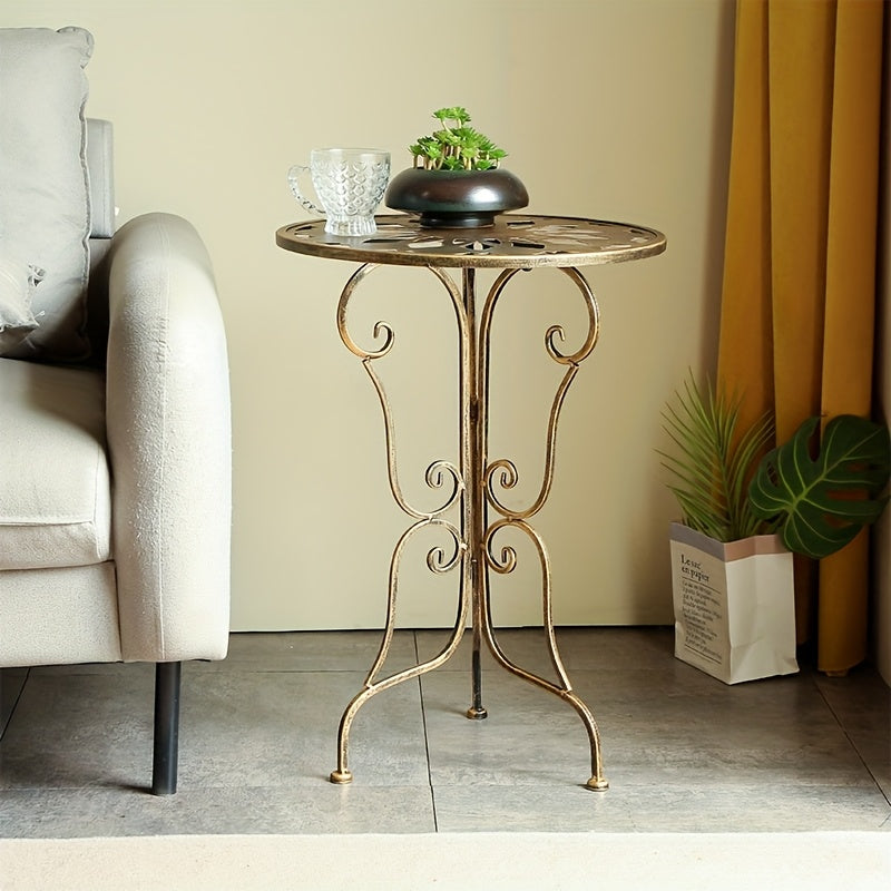 Vintage Black Metal Scrollwork Side Table 40x40x56cm