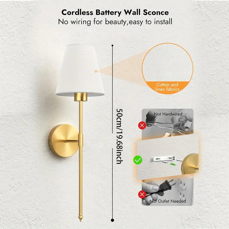 Premium Battery Wall Sconces – Set of 2, Remote Control with 9 Colour Modes