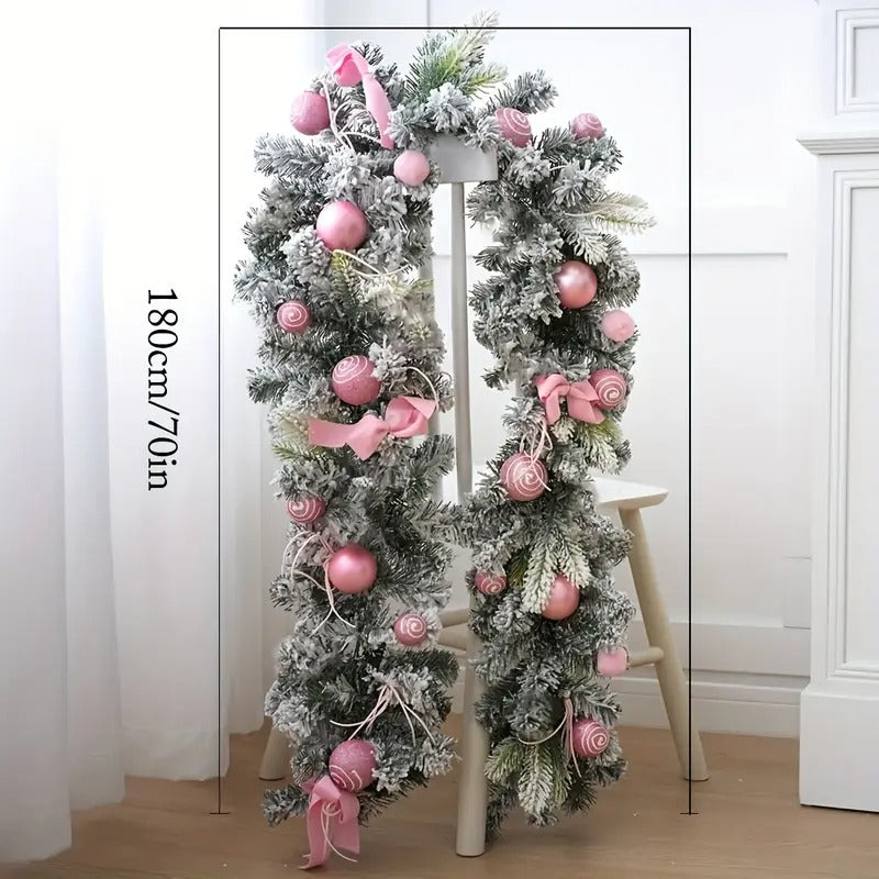 Artificial Christmas Wreath Pink Garland - SuperSaverAU - view 2