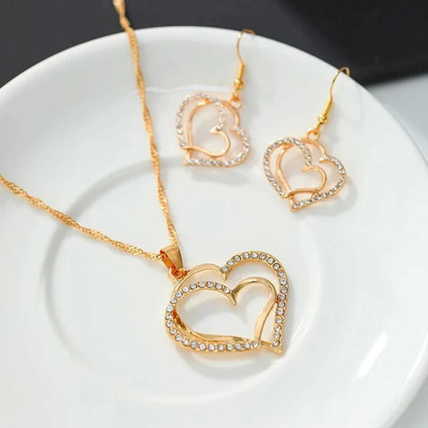Heart Shaped Rhinestone Jewelry Set for Women - SuperSaverAU - view 1