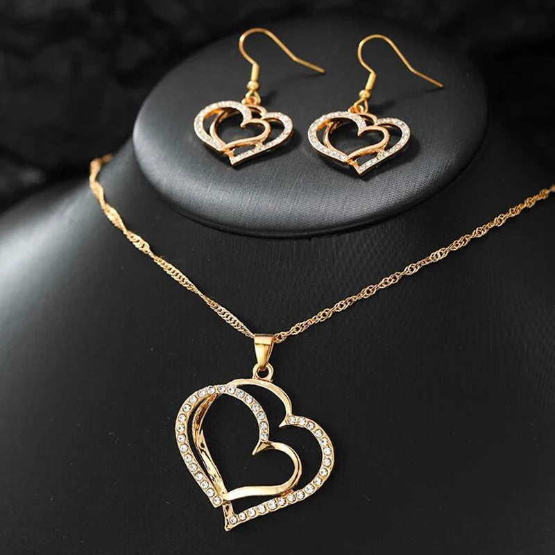 Heart Shaped Rhinestone Jewelry Set for Women - SuperSaverAU - view 3
