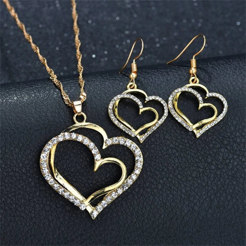 Heart Shaped Rhinestone Jewelry Set for Women - SuperSaverAU - view 4