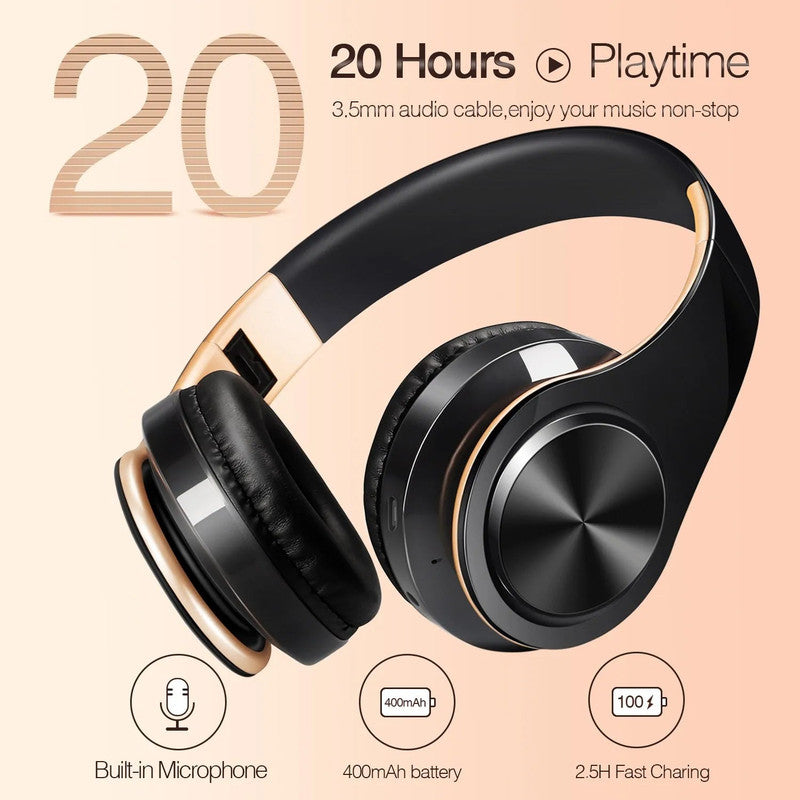 Wireless Bluetooth Headphones Gold - SuperSaverAU - view 4