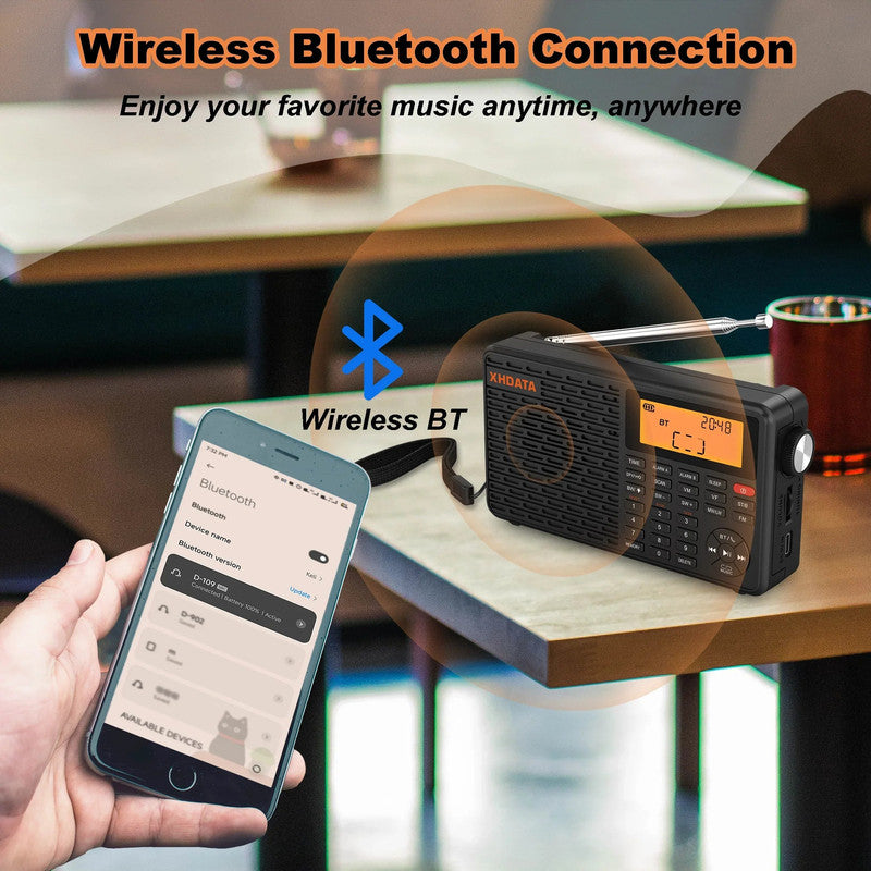Premium Black Stereo Digital Portable Radio with Bluetooth