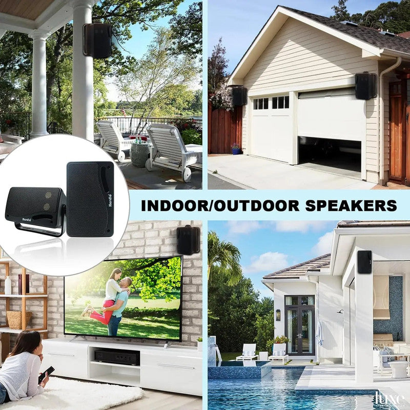 Premium Black 3 Way Waterproof Wall Mount Speakers 200W Pair