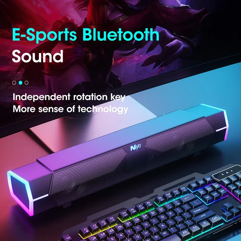 Premium Black Bluetooth RGB Computer Light Speaker Soundbar
