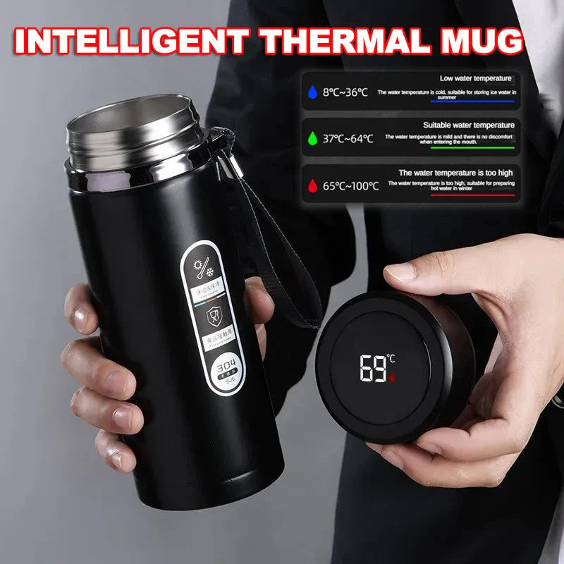 Premium Thermos Bottle – Black 1L with LED Temperature Display