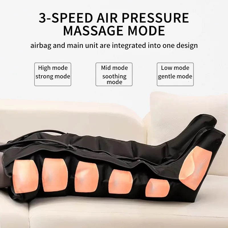 360 Air Pressure Leg Massager Boots with Remote Black - SuperSaverAU - view 1