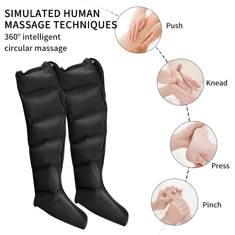 360 Air Pressure Leg Massager Boots with Remote Black - SuperSaverAU - view 4