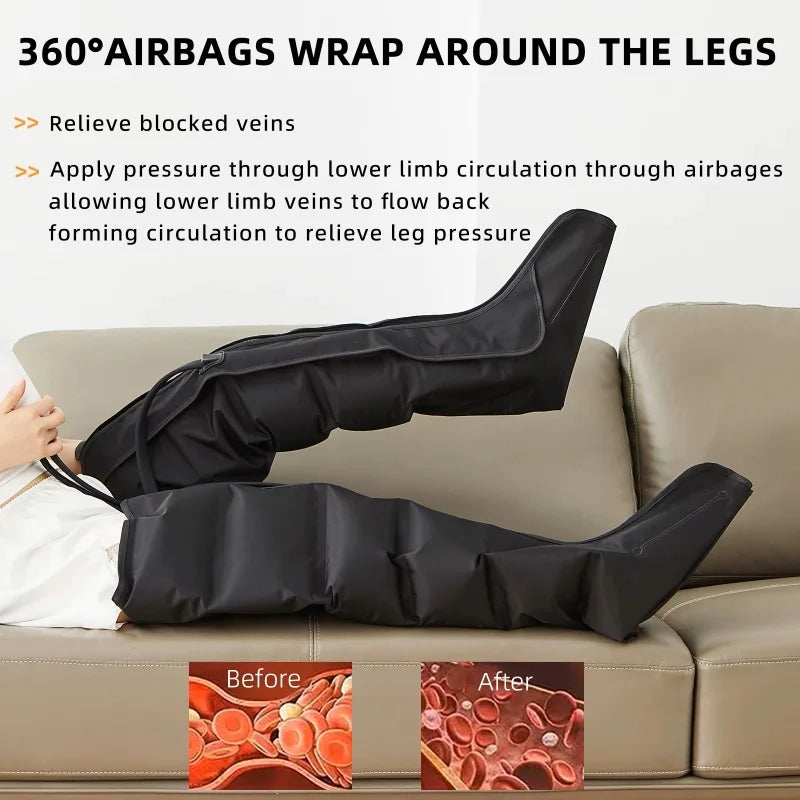 360 Air Pressure Leg Massager Boots with Remote Black - SuperSaverAU - view 6