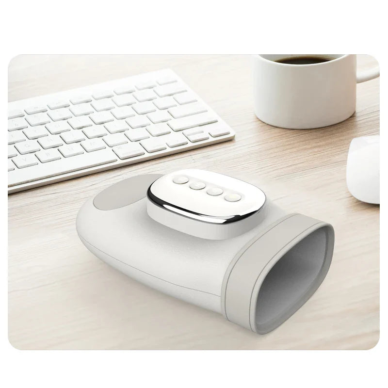 Grey Electric Hand Massager with Air Compression Heat Therapy 5 Intensity Levels