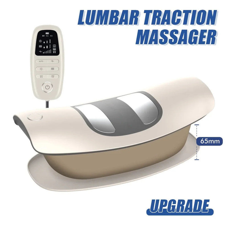 White Electric Lumbar Traction Back Massager with Vibration Support for Waist Relief