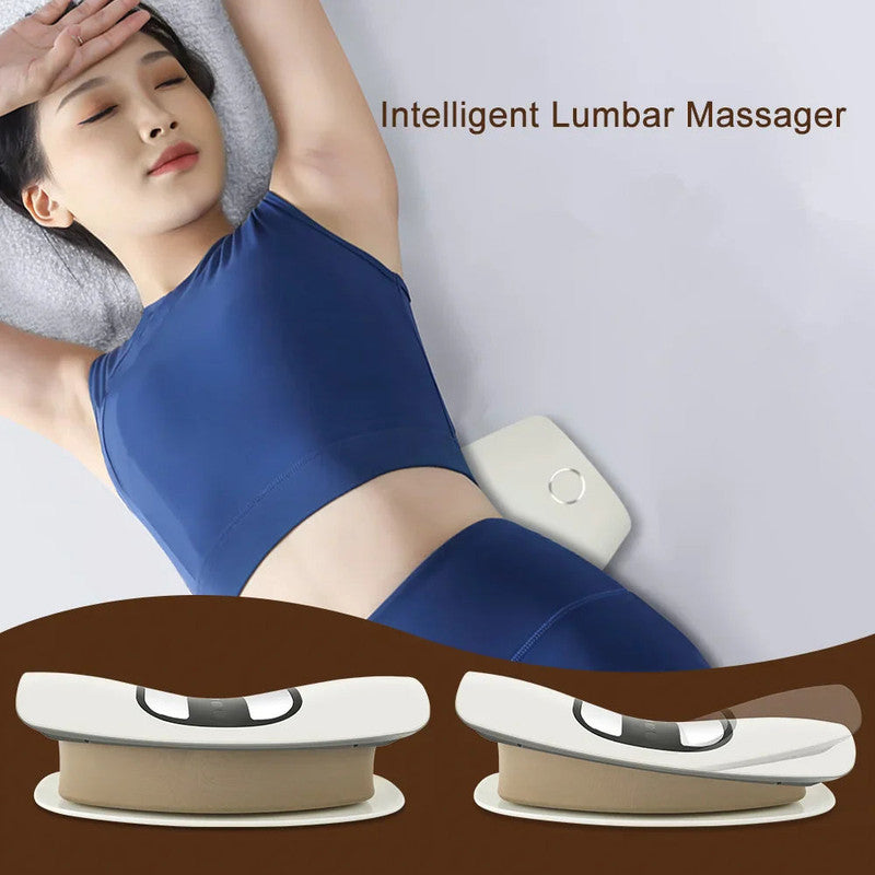 White Electric Lumbar Traction Back Massager with Vibration Support for Waist Relief