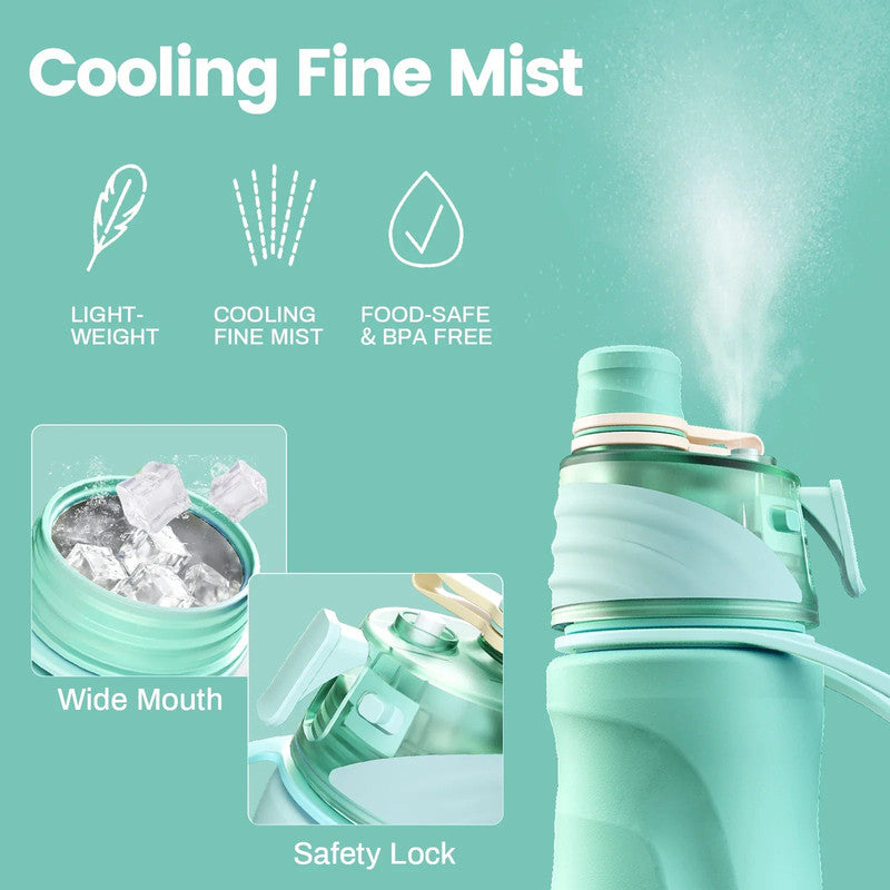 Premium Spray Water Bottle – Green 750ml, 2-in-1 Drink & Mist Function