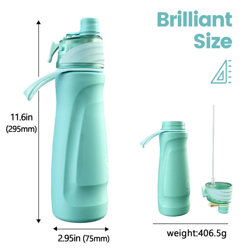 Premium Spray Water Bottle – Green 750ml, 2-in-1 Drink & Mist Function