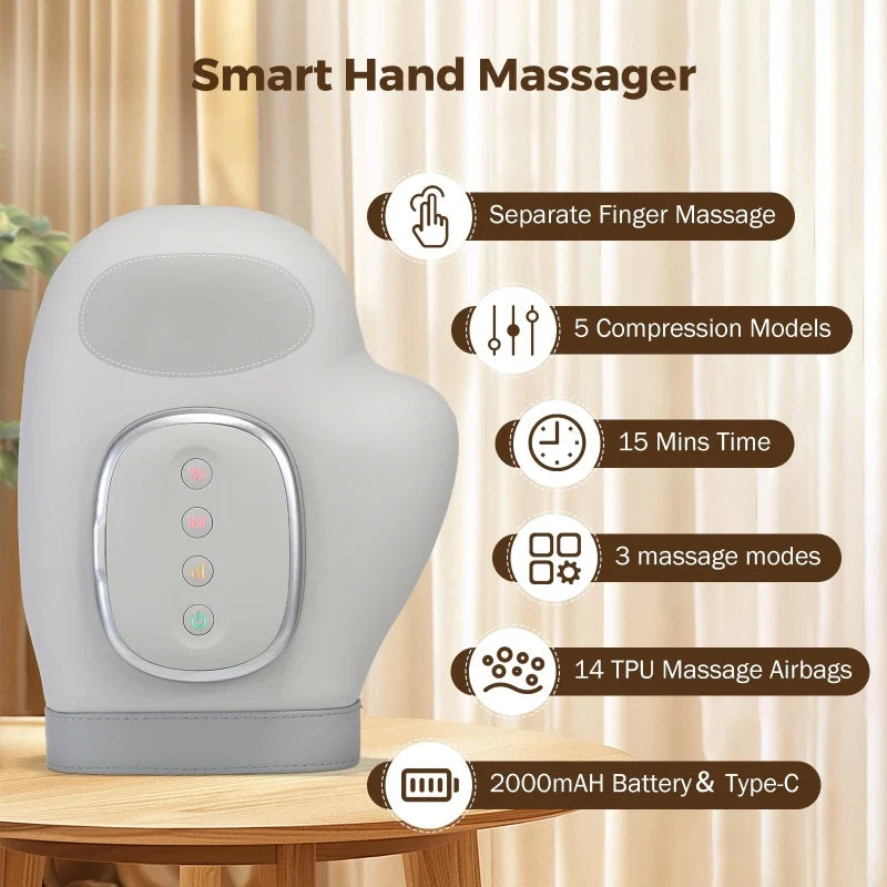 5-Level Electric Hand Massager with Hot Compress Grey - SuperSaverAU - view 4