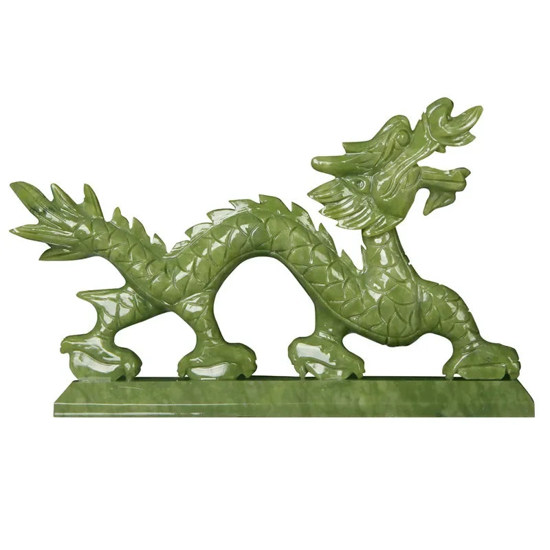 Premium Chinese Zodiac Dragon Jade Ornament – Traditional Natural Jade Display Decor