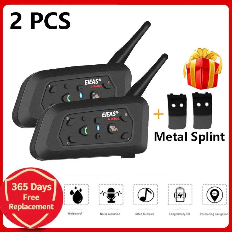 Premium NNEOBA Bluetooth Motorcycle Helmet Intercom Headset - 1200M