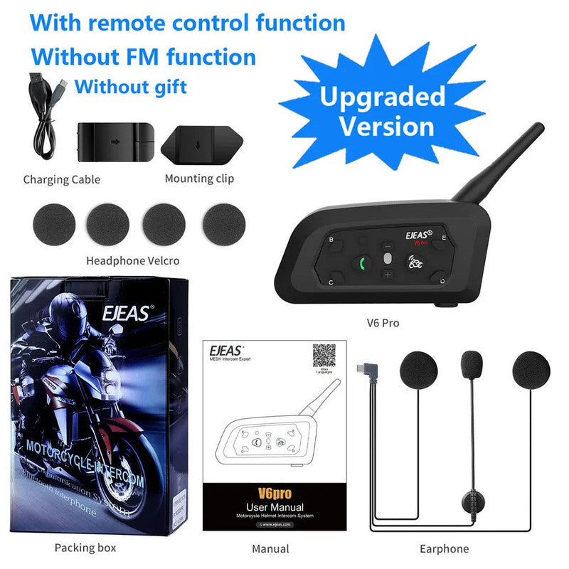 Premium NNEOBA Bluetooth Motorcycle Helmet Intercom Headset - 1200M