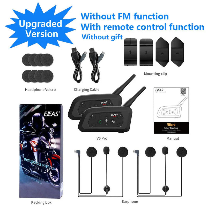 Premium NNEOBA Bluetooth Motorcycle Helmet Intercom Headset - 1200M