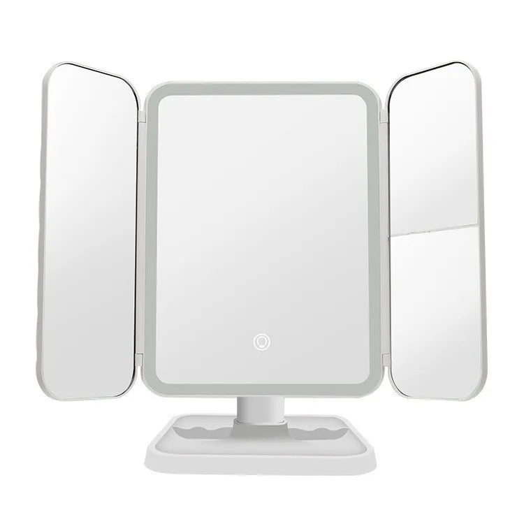 Trifold LED Makeup Mirror with Adjustable Beauty Lights and Foldable Design