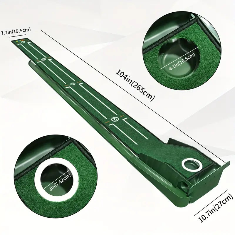Premium Portable Golf Putting Training Mat with Alignment Guides - 8ft
