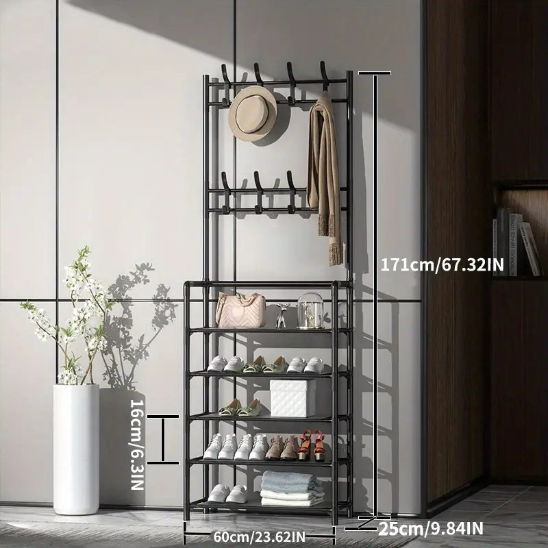 Free Standing Metal Shoe and Hat Rack Floor Storage Organiser