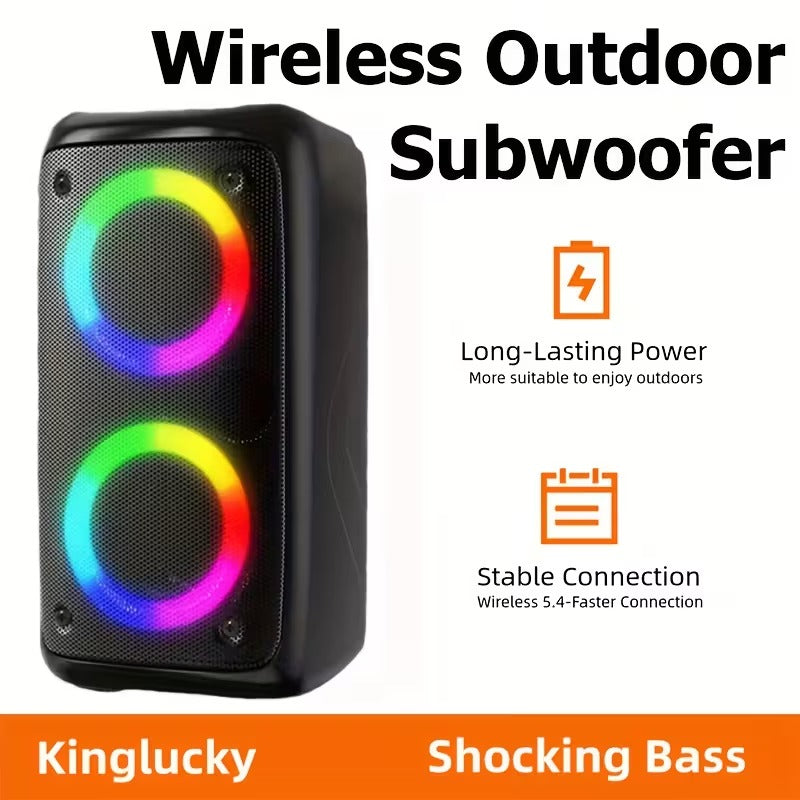 Premium Black Large Wireless Speaker with Deep Bass 2400mAh