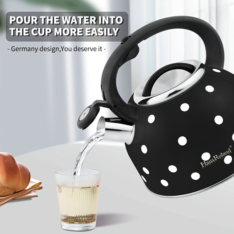 Premium 2.5L Black White Stainless Steel Whistling Tea Kettle