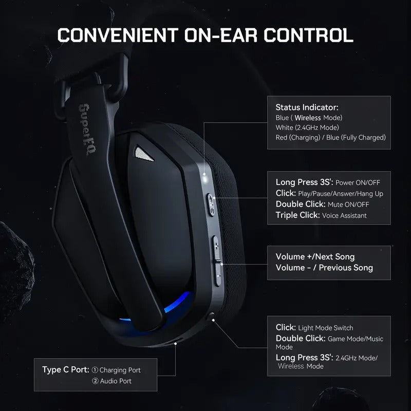 Wireless Gaming Headphones with Noise Cancelling Mic - SuperSaverAU - view 3
