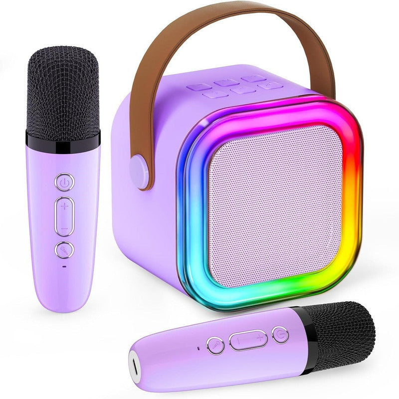 Premium Purple Wireless Mini Karaoke Machine with 2 Microphones