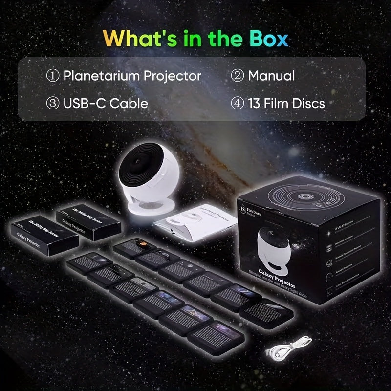 Premium USB Galaxy Star Projector with 13 Discs
