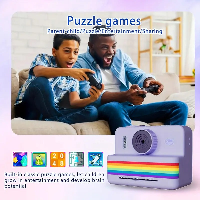 Premium Purple Portable Photo Printer Camera with 32G Card and Paper Rolls