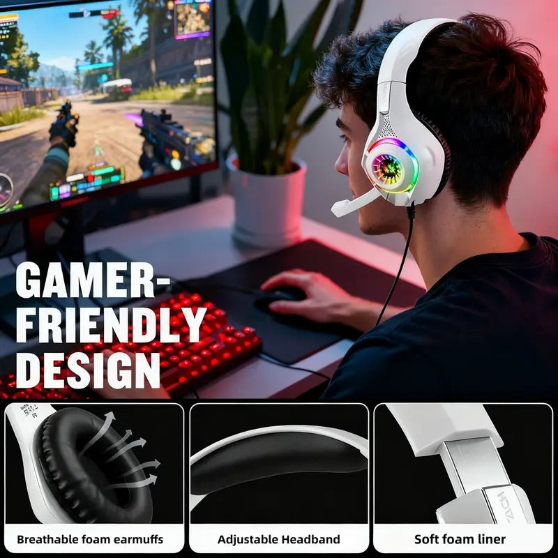 Gaming Headset with Mic, LED Light & Surround Bass - SuperSaverAU - view 3