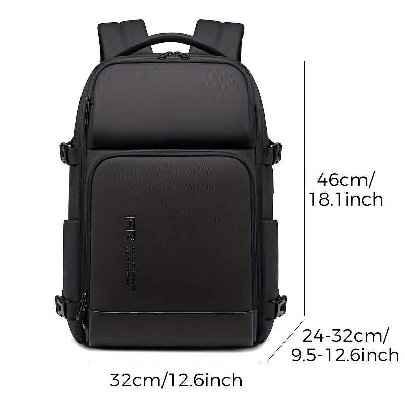 Premium Men's Laptop Backpack – Black 16 Inch, Expandable with USB Charging Port