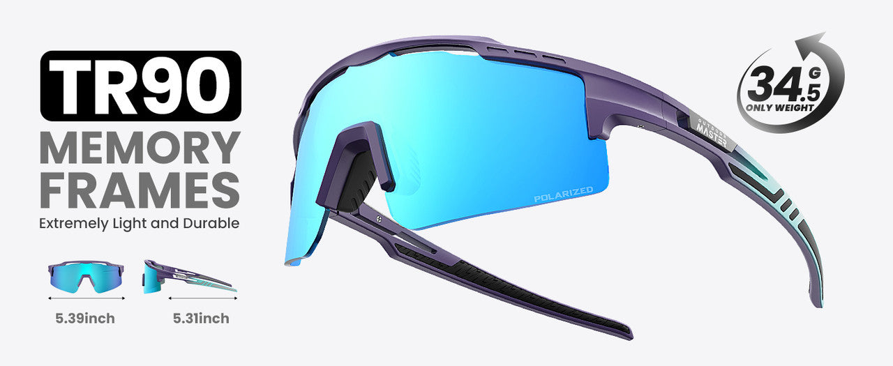 OutdoorMaster Polarized Sports Sunglasses, UV400 Protection, TR90 Frame, White Frame+Revo Blue Cat.3 - SuperSaverAU - view 10