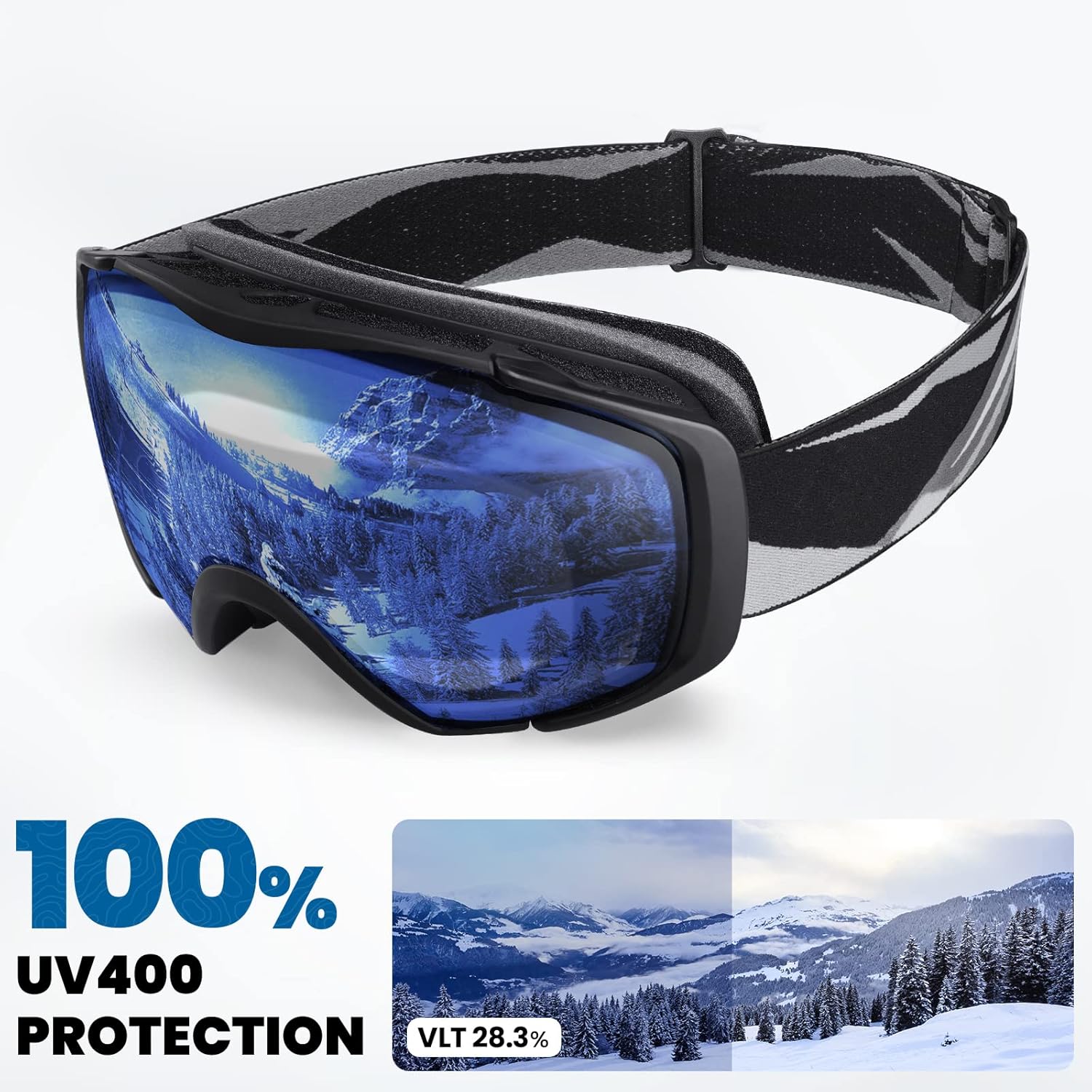 OutdoorMaster Ski Goggles OTG, Adult Size, Anti-Fog, 100% UV Protection - SuperSaverAU - view 4