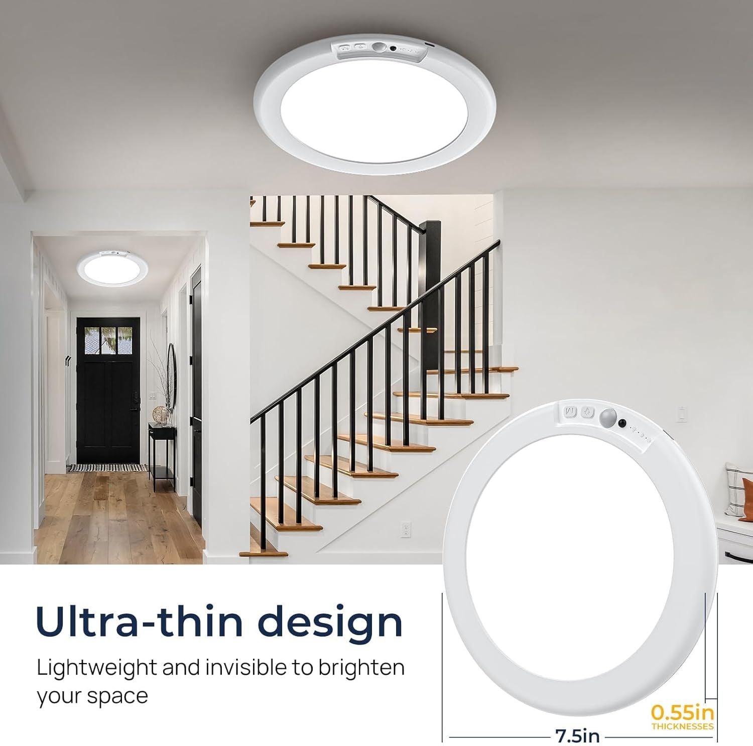 Premium Magnetic Wireless Ceiling Lights – 2 Pack, Rechargeable Motion Sensor with Remote